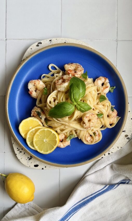 Creamy Lemon Basil Shrimp Pasta