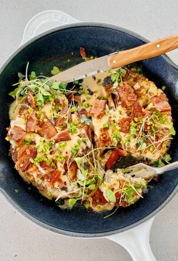 Cheesy Bacon Cauliflower Steaks