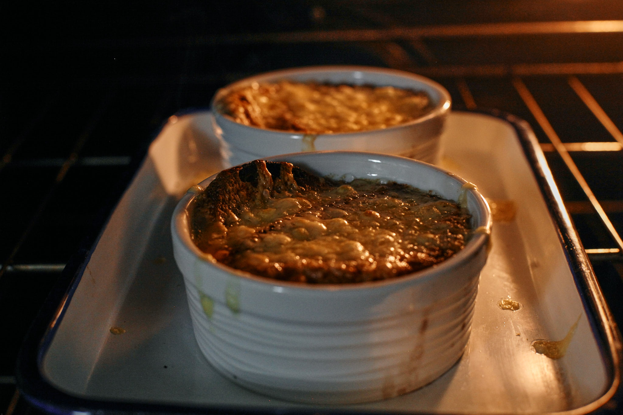 french onion soup under the broiler
