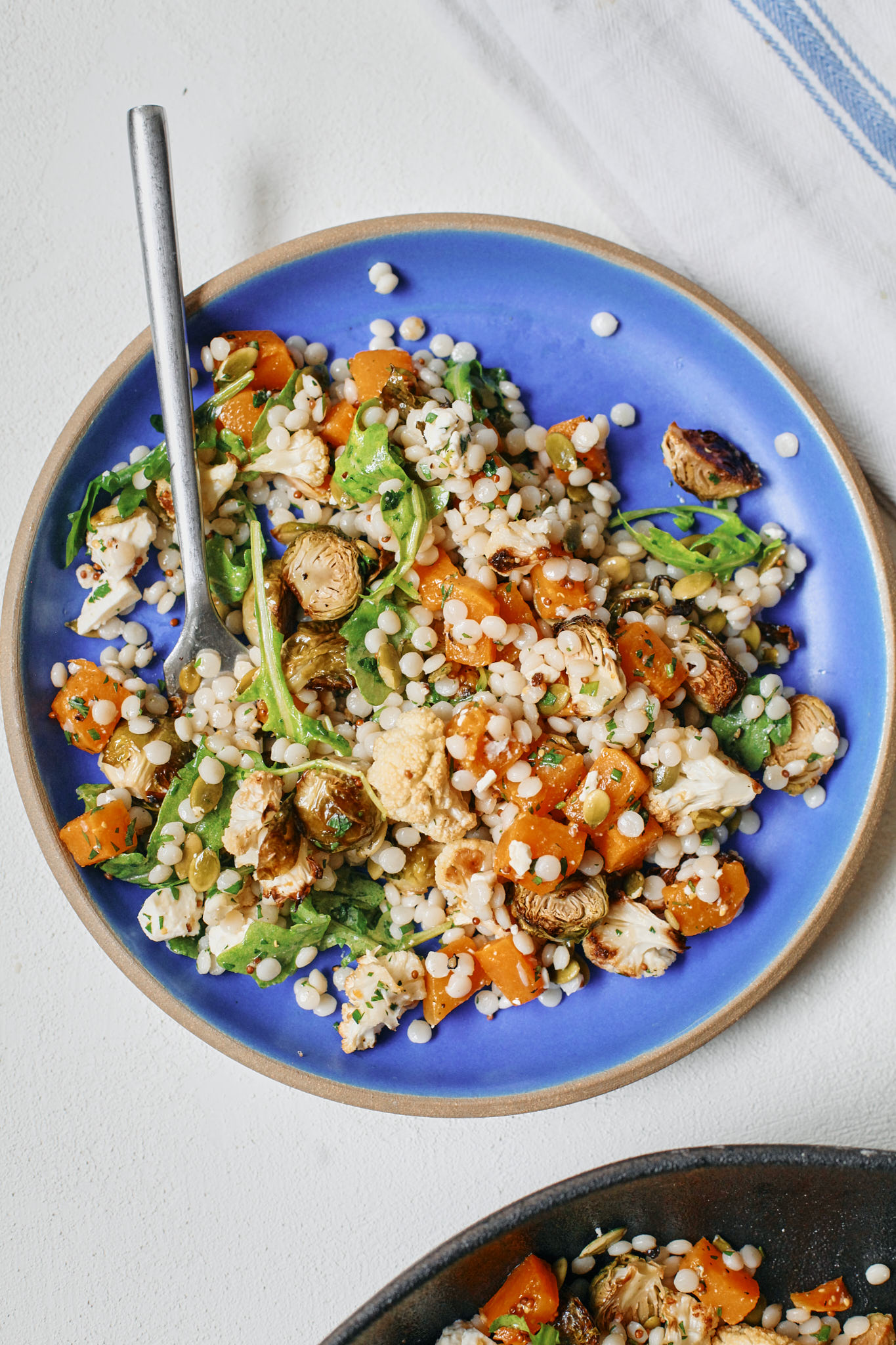 warm fall pearl couscous salad