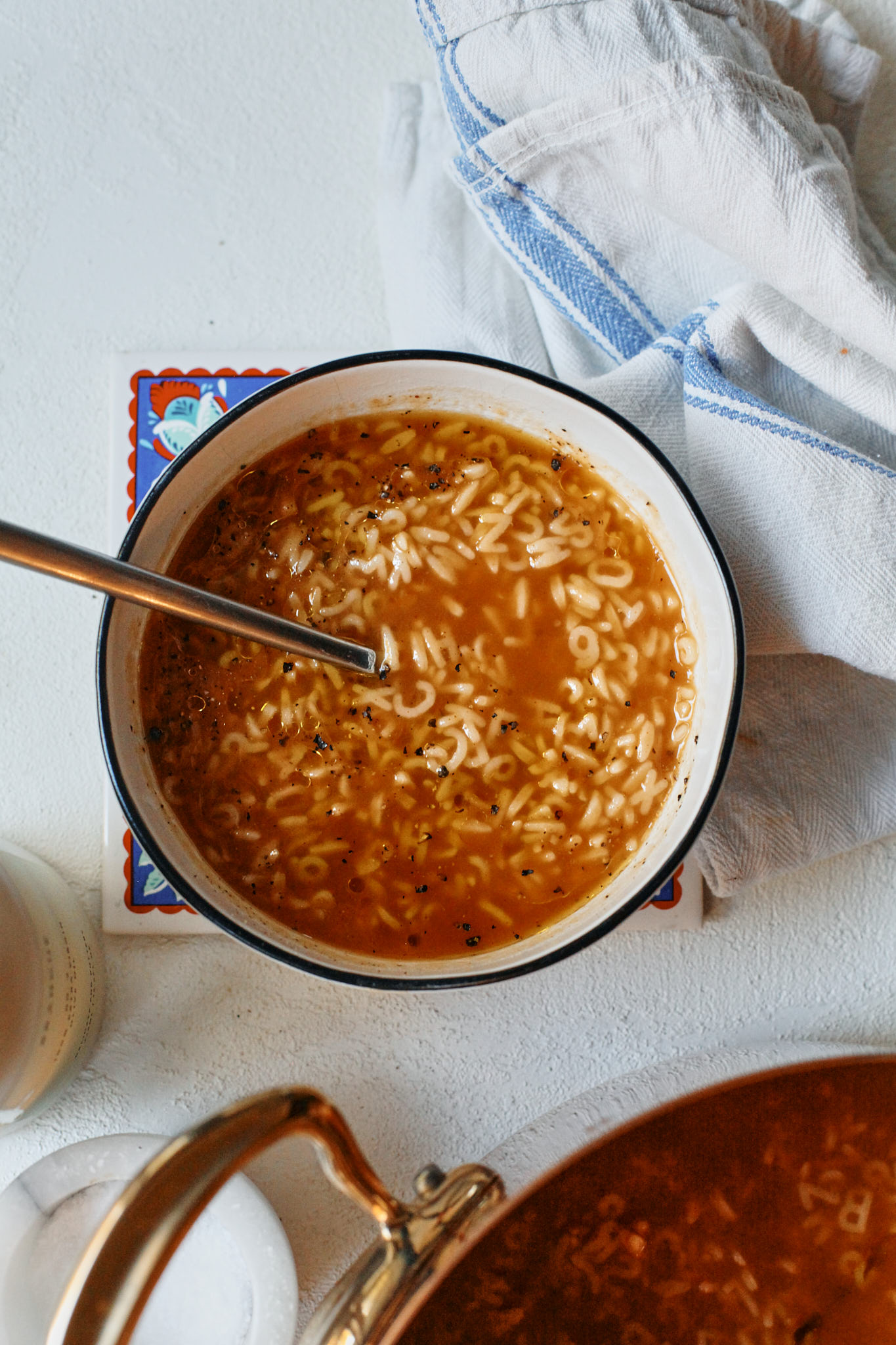 bowl of hidden vegetable alphabet soup