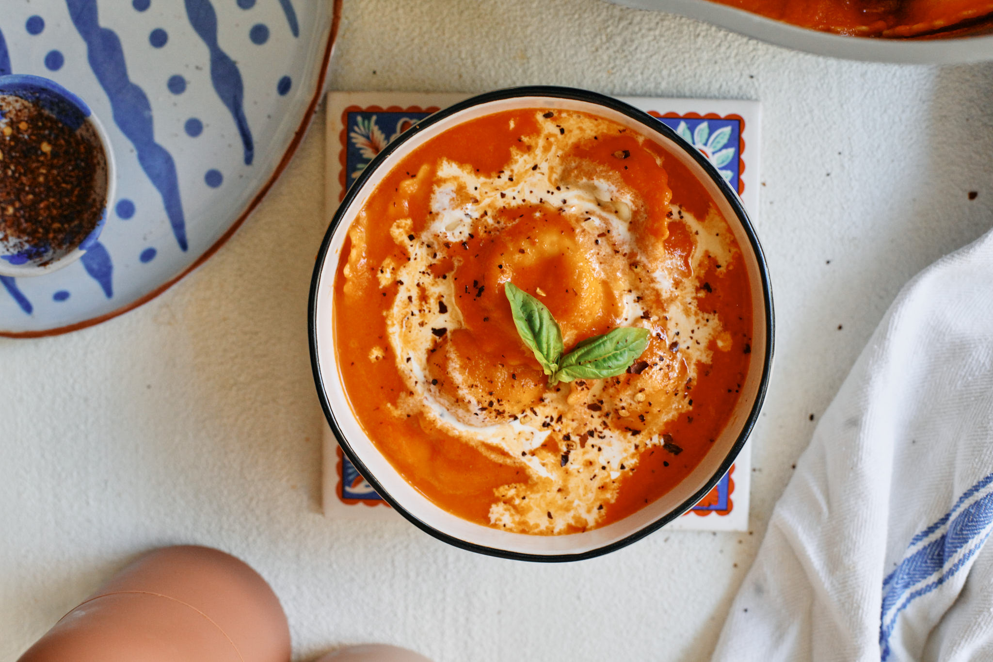 roasted red pepper ravioli soup