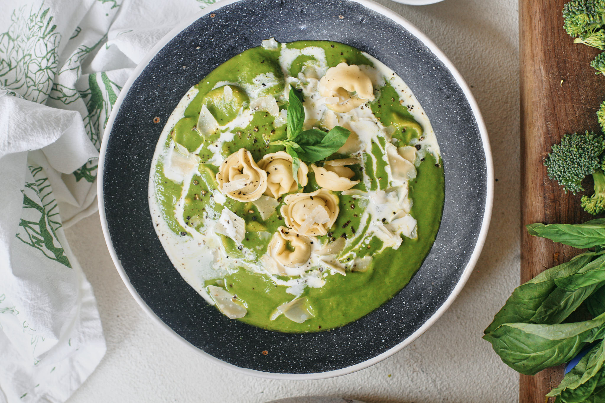 green goddess tortellini soup