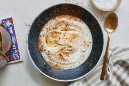 nordic warm porridge pudding called rommegrot