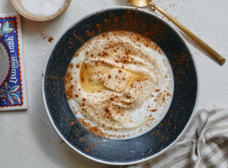 nordic warm porridge pudding called rommegrot