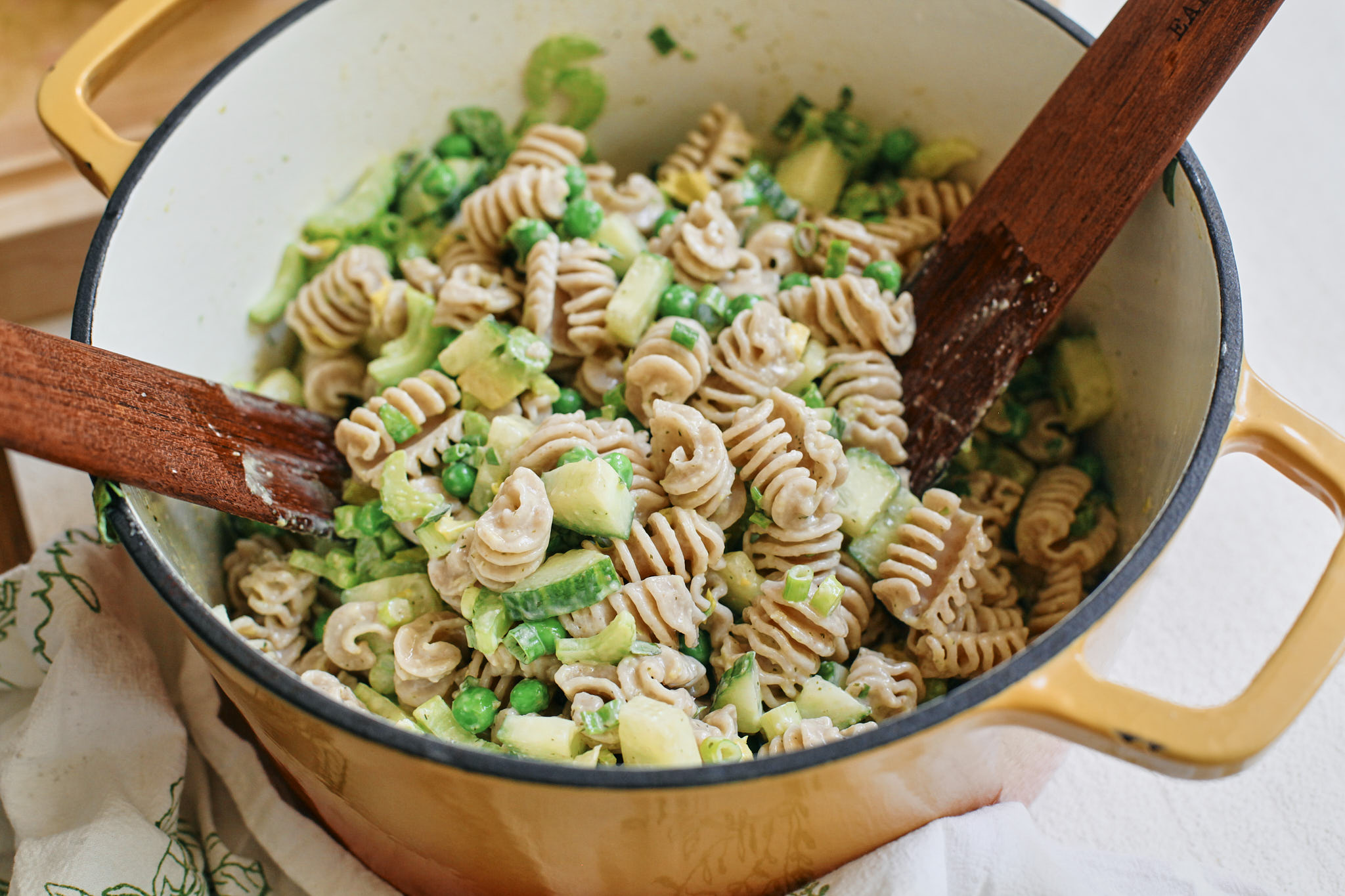 mixed green goddess pasta salad