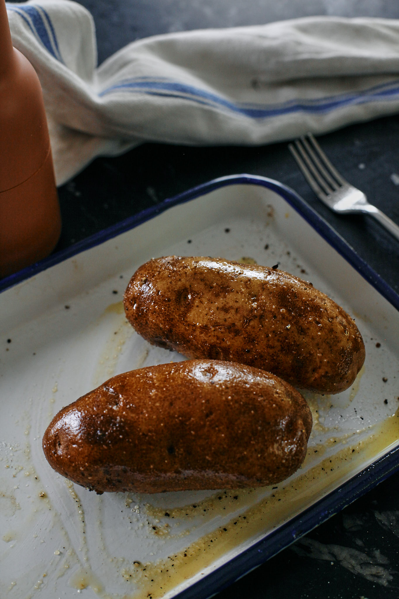 potatoes rubbed with olive oil, salt and pepper