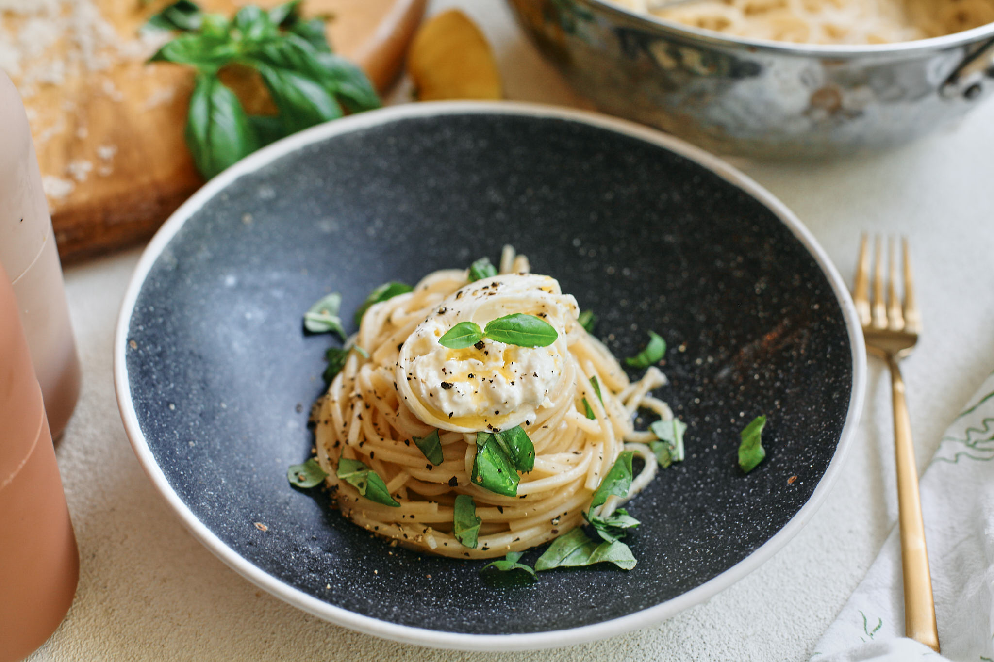 lemon basil burrata pasta