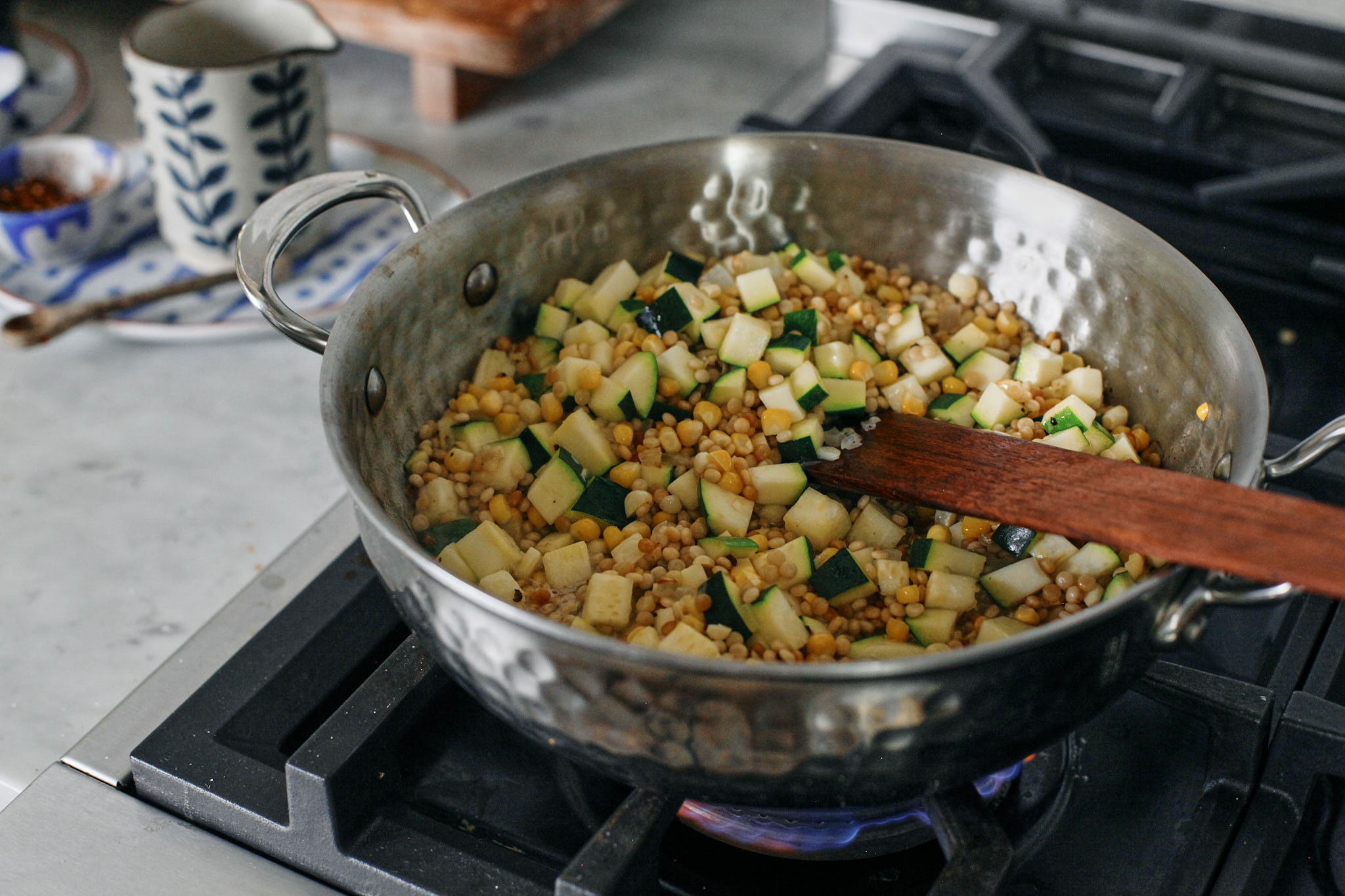 pearl couscous with corn and zucchini