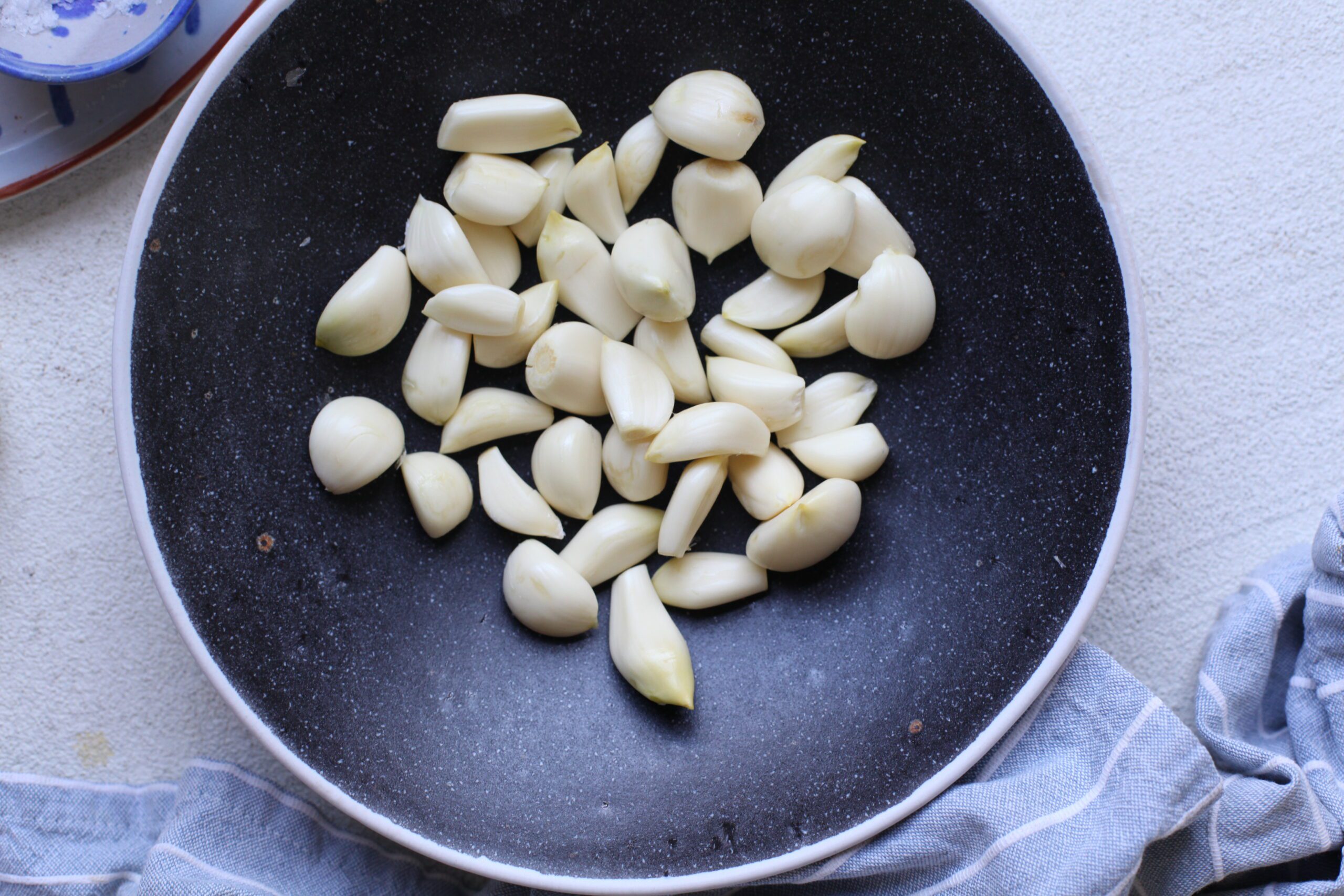 an abundance of peeled garlic cloves for the garlic soup