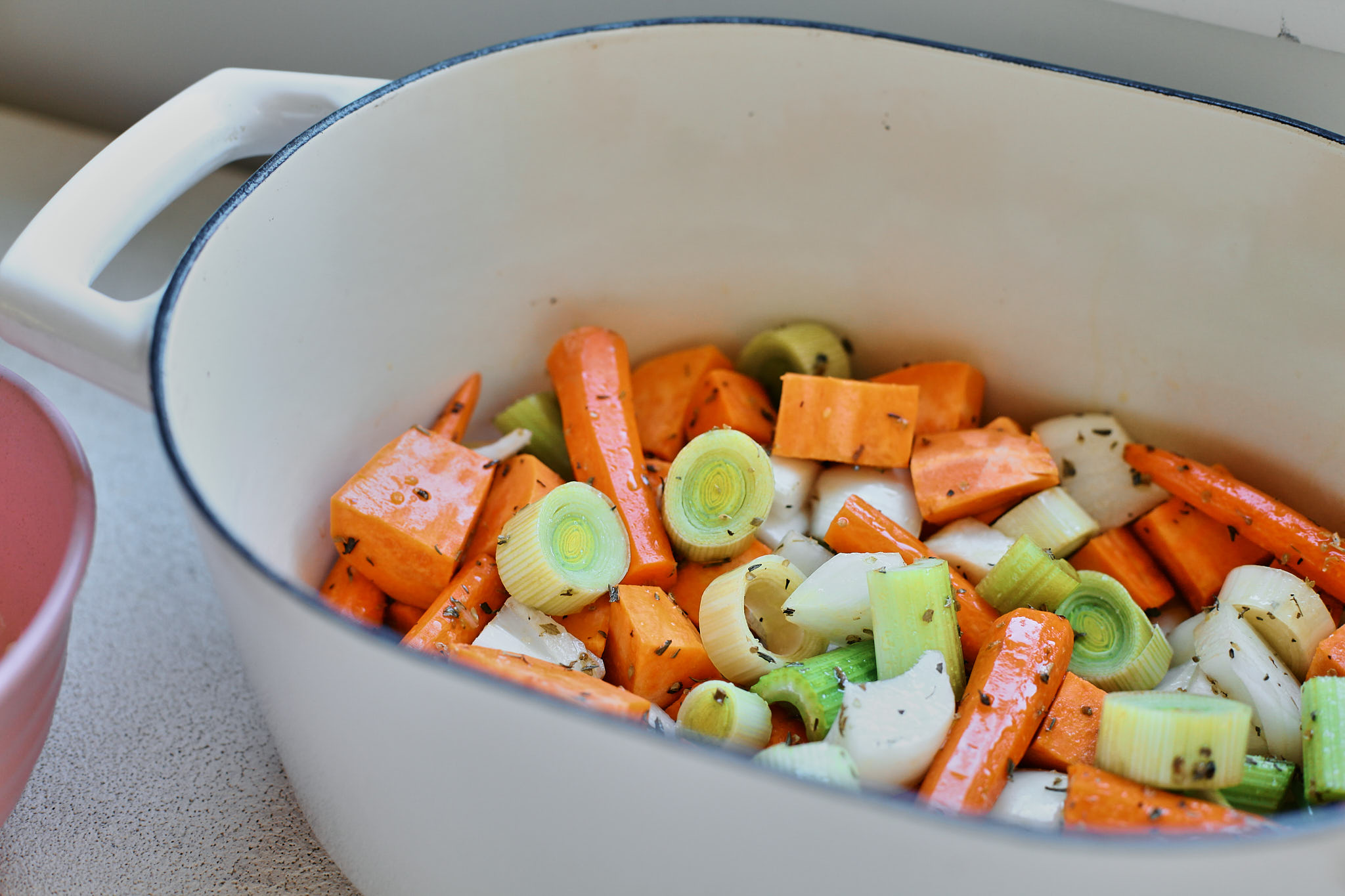 chopped vegetables in the pot