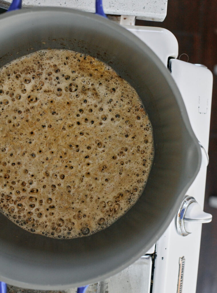 toasting the orzo in butter