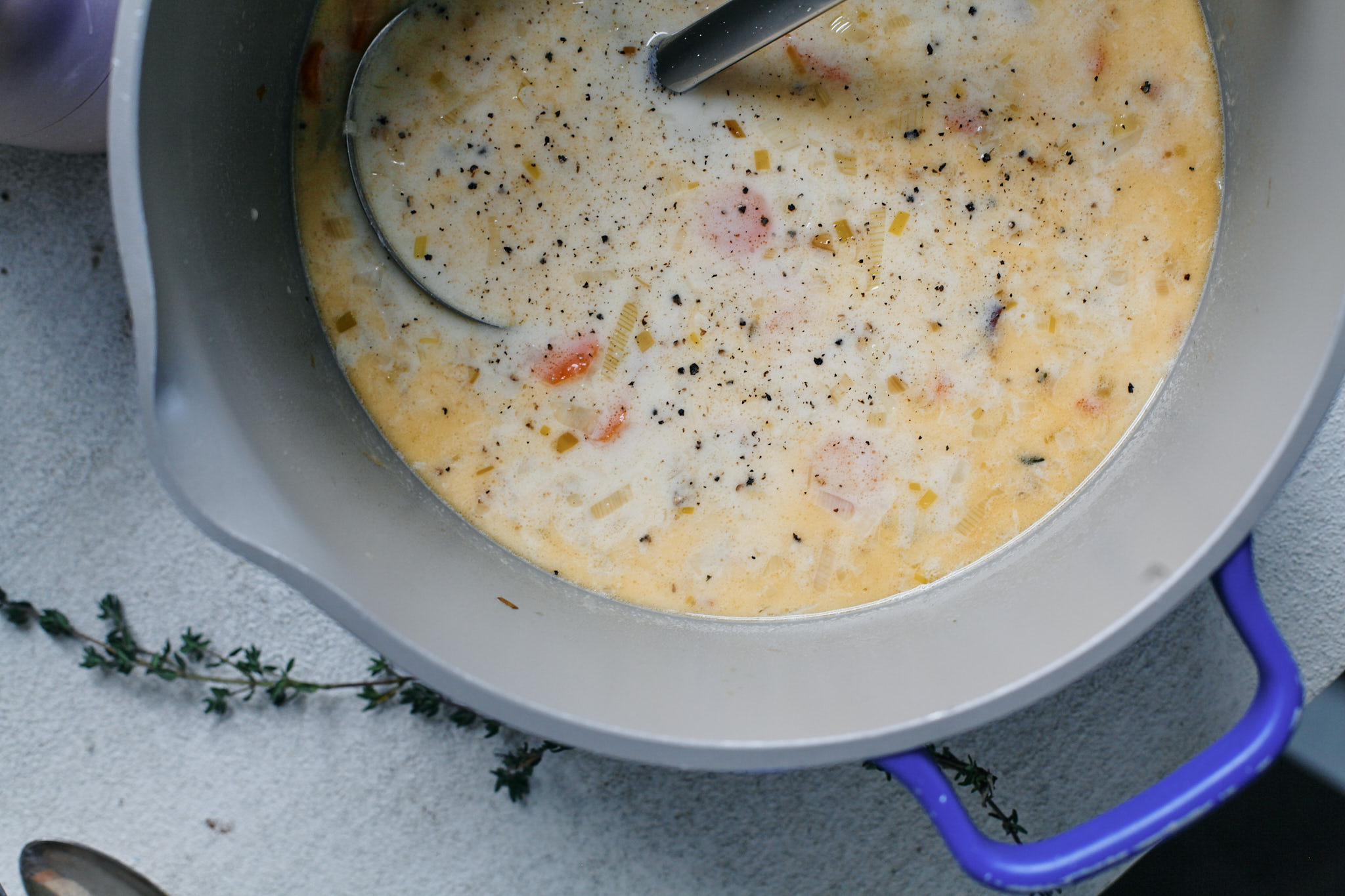 creamy potato, ham and leek soup