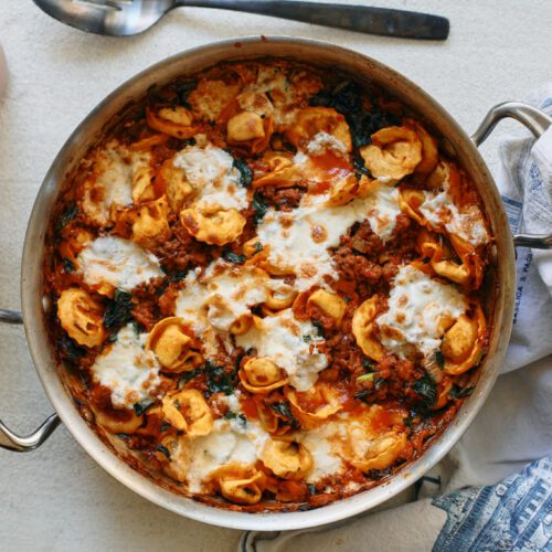 creamy tuscan tortellini bake