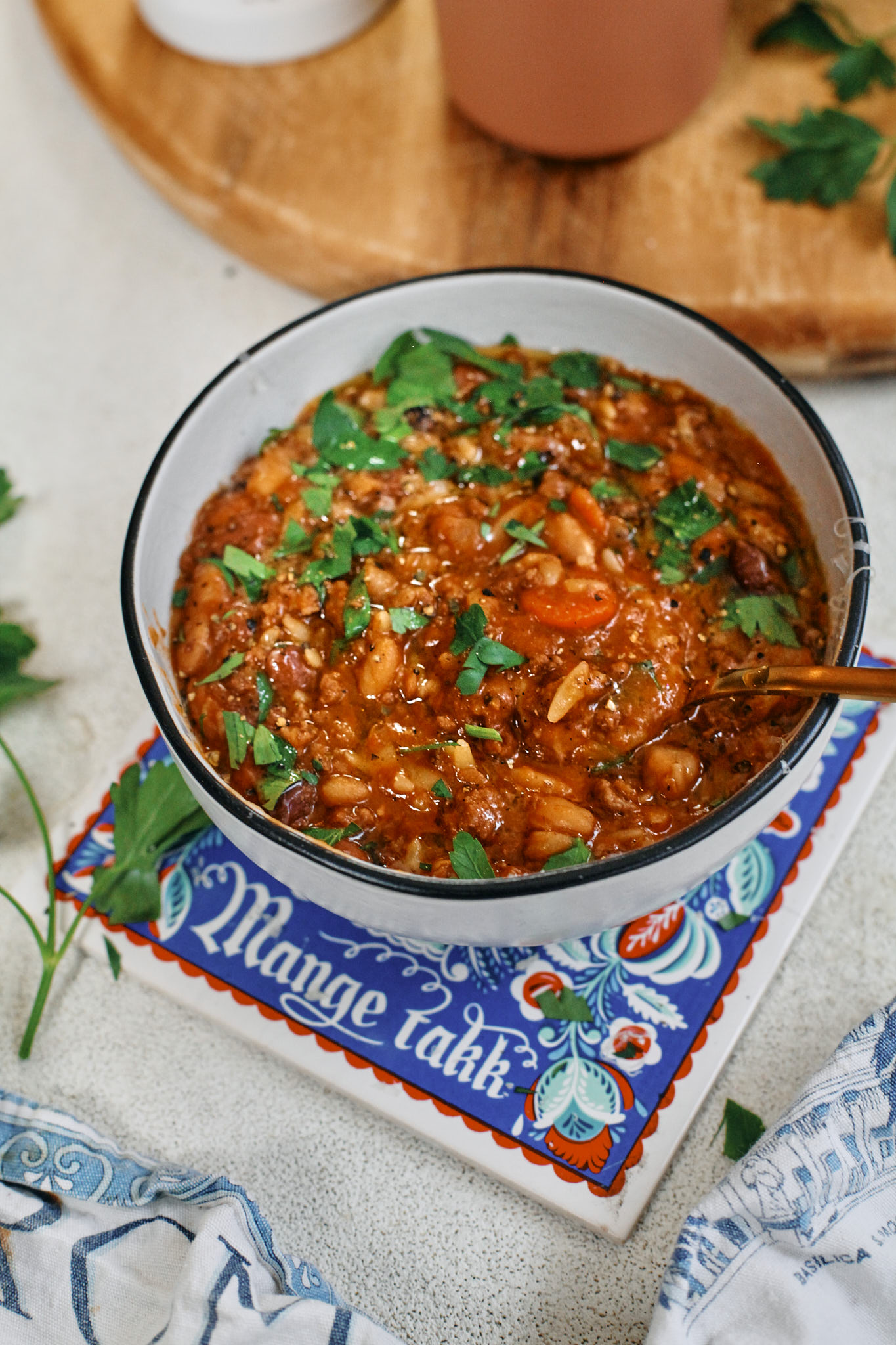 hearty Italian bean and orzo stew