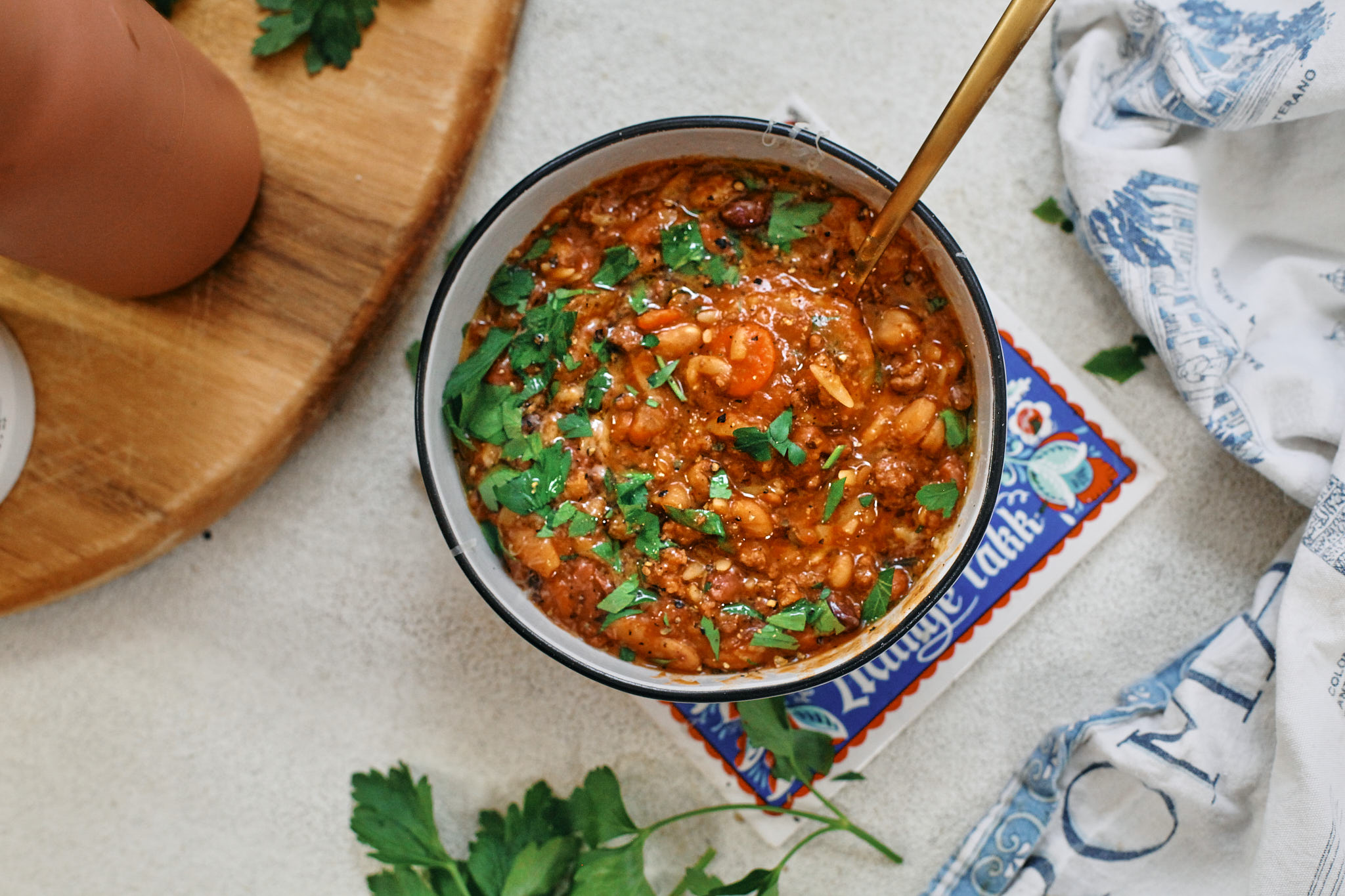 hearty Italian bean and orzo stew