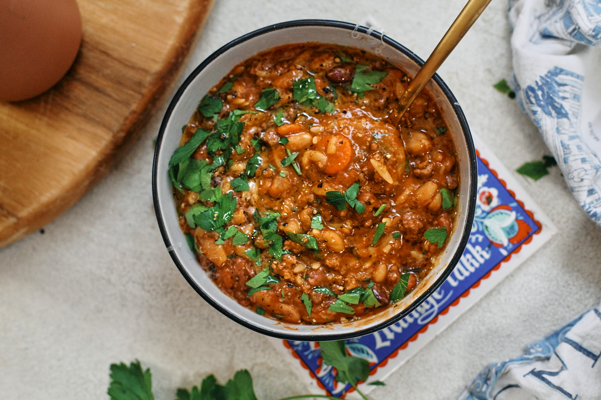 hearty Italian bean and orzo stew