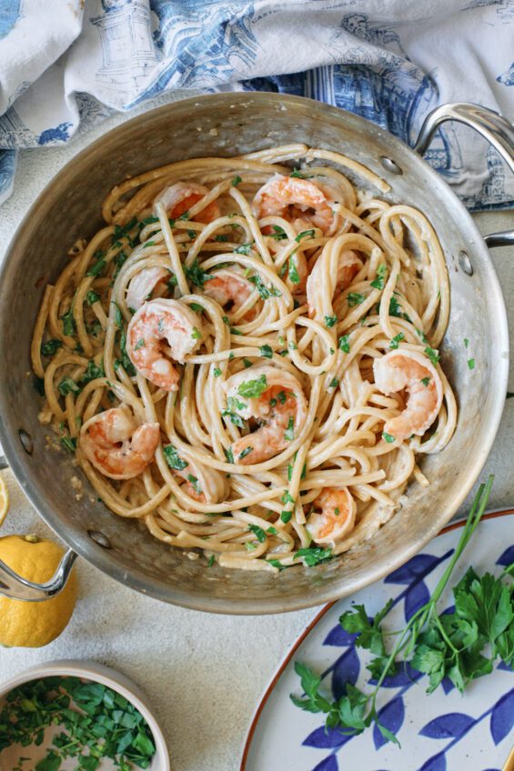 creamy lemon pasta with shrimp