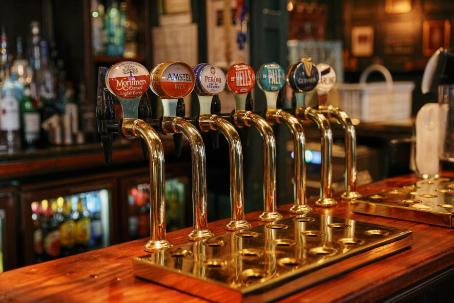 beer tap handles at a pub in Dublin, Ireland