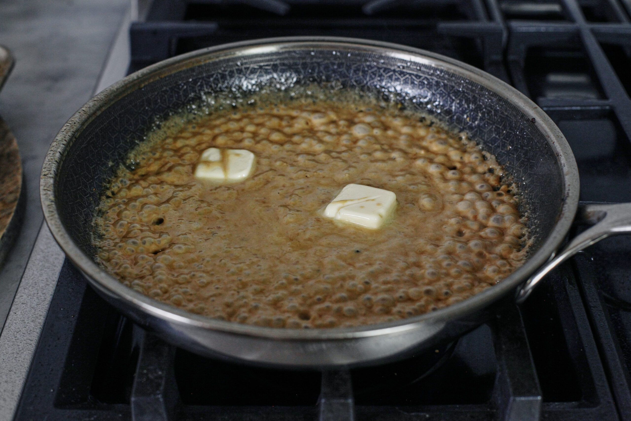 Chicken with Garlic Shallot Cream Sauce 19 pan sauce coming together with stock, cream, butter