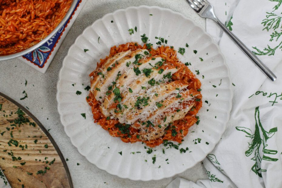 One Pan Chicken Orzo Arrabbiata