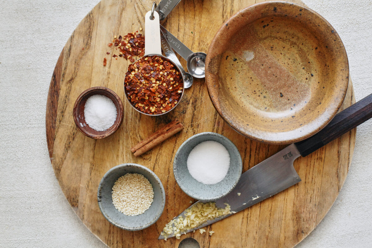 prepped ingredients for chili oil