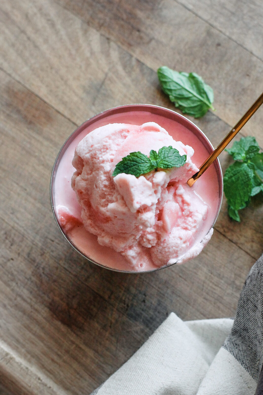 watermelon ice cream topped with mint