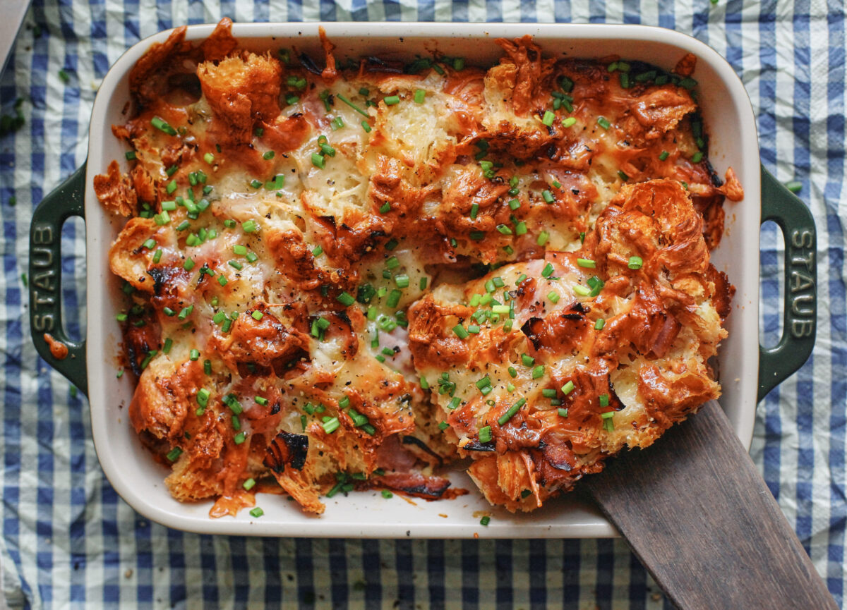 Hatch Chile Cheddar & Ham Croissant Bake