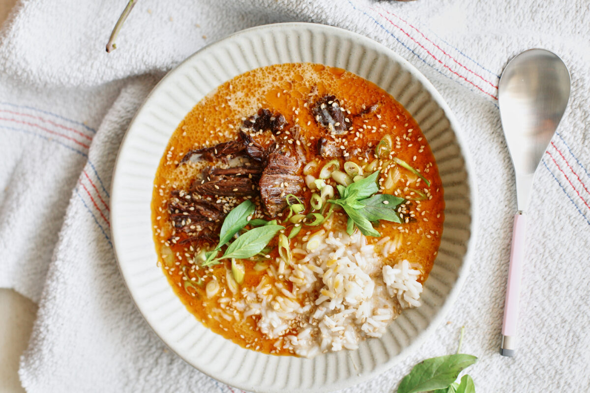 Spicy Short Rib Coconut Curry Brothy Rice Bowls
