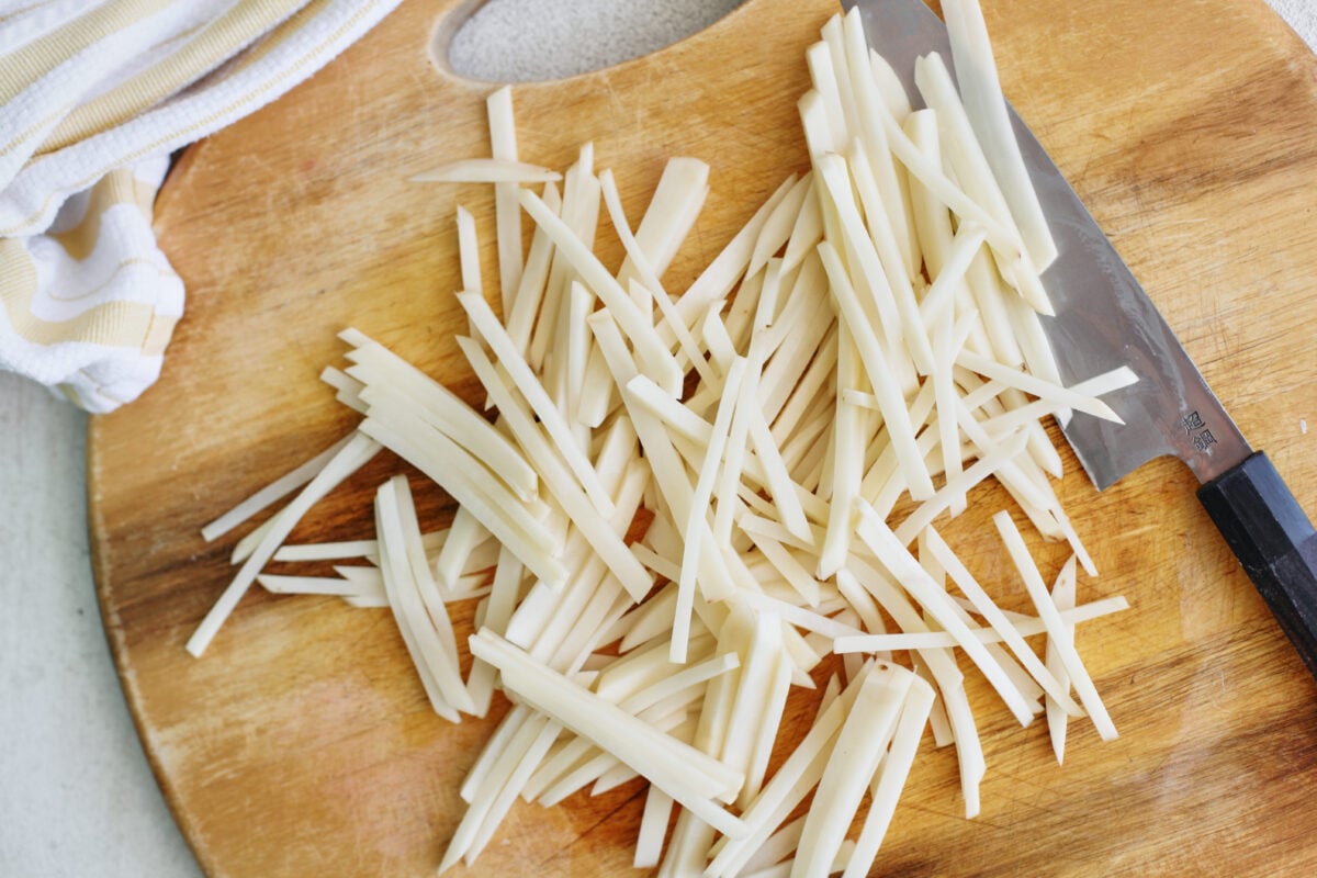 thinly sliced potatoes for fries